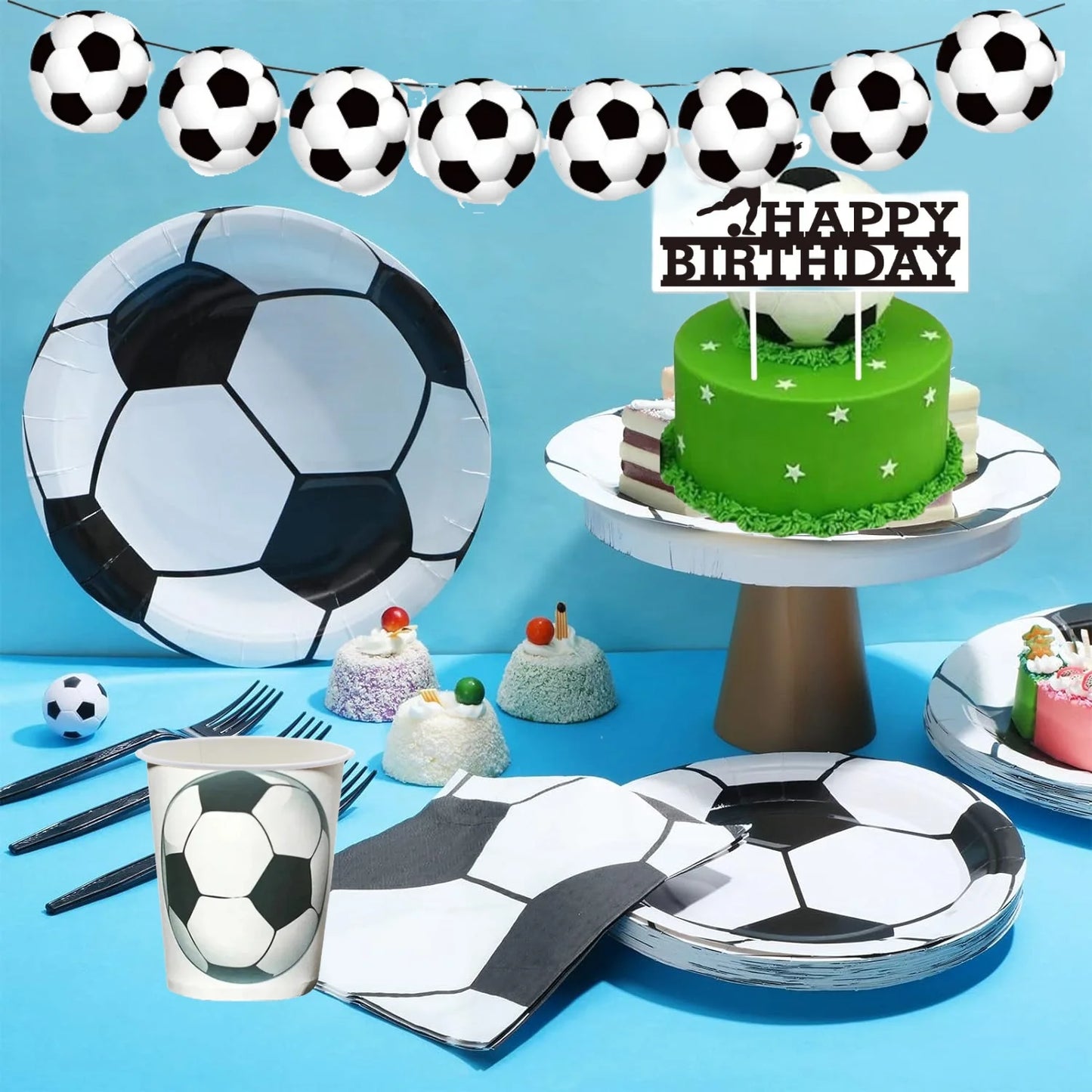 Football Birthday Party Decoration 20pepole Soccer Disposable Tableware Tablecloth Plate Cup Kids Gift Boys Sport Party Supplies