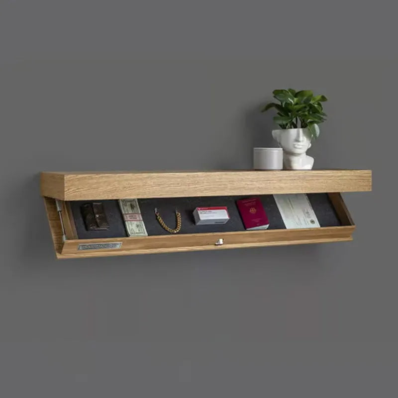 Hidden Shelf With Secret Compartment Floating Wall Shelves Wood Furniture Storage Magic Flap Concealed For Tv Remote Controller