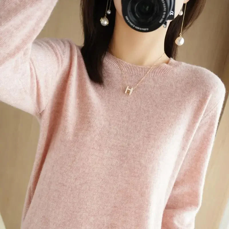 2024 Women Sweater Spring Autumn Long Sleeve O-neck Pullovers Warm Bottoming Shirts Korean Fashion Sweater Knitwear Soft Jumpers