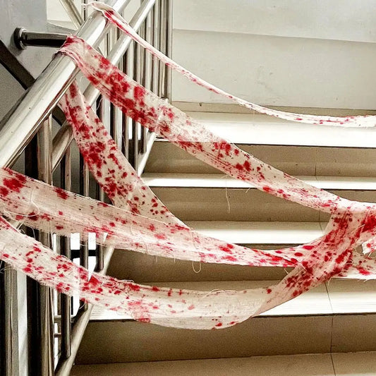 Halloween Decoration Creepy Gauze Scary Artificial Blood Bandage Cloth Party Venue Layout Props Secret Room Haunted House Decor