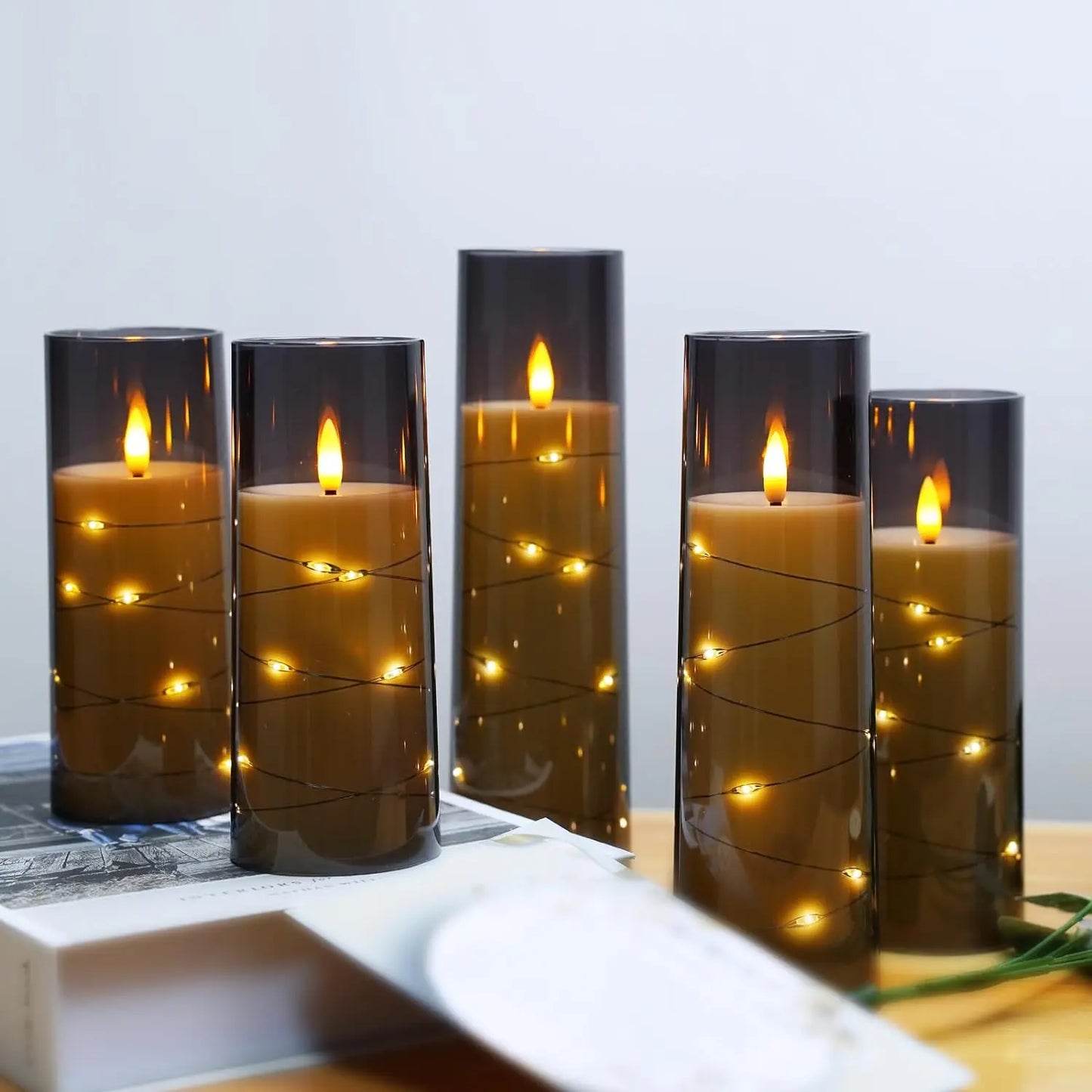 3 PCS/Set LED Flickering Flameless Candles Battery Operated Acrylic Electric Candle for Wedding Halloween Christmas Decor