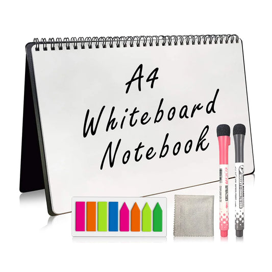 A4 Size Whiteboard Notebook Dry Erase Board reusable Notebook Meeting Notebook White Board with Pen Presentation Supplies