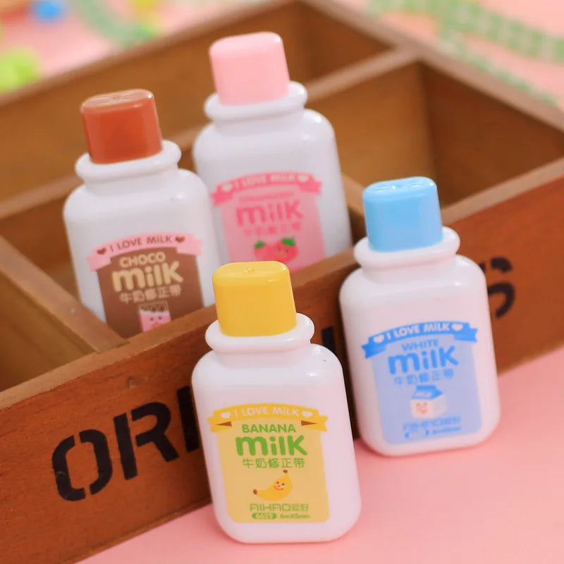 4 pcs/lot Novelty Milk Bottle Kawaii White Out Corrector Practical Correction Tape Diary Stationery School Supply