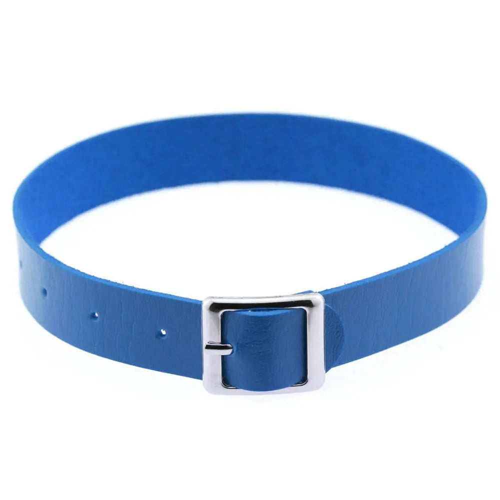 Fashion Gothic Punk Collar Necklace PU Leather Choker Necklace Buckle Collar