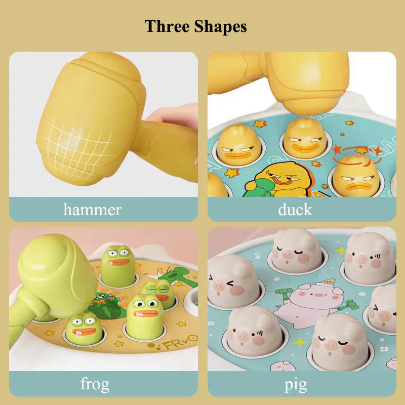 Duck/Frog/Pig Baby Toy Montessori Learning Game Educational Puzzle Gift For Toddler Boy/Girl Whack-a-mole Fidget toy With Hammer