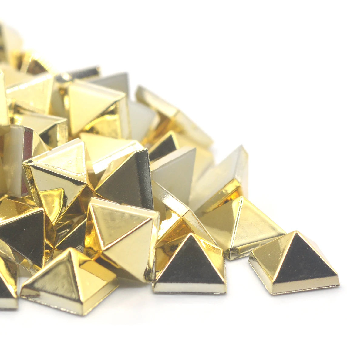 KALASO 50Sets 10mm Silver Gold Plated ABS Pyramid Square Punk Studs Rivets Spikes For Shoes Bag Garment Decor Craft Diy