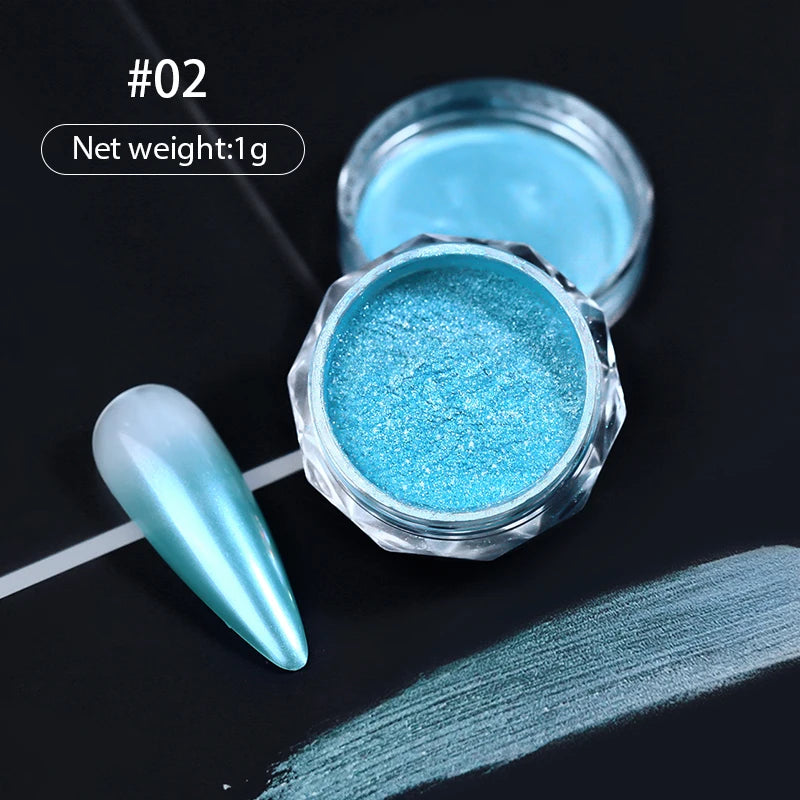 1Box Pearl Nails Glitter Powder Aurora Chrome Pigment Moonlight Shell Mirror Rubbing Dust UV Gel Polish Nail Supplies Decoration