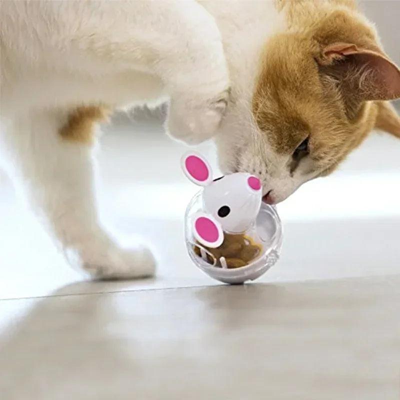 Food Leakage Tumbler Feeder Treat Ball Cute Little Mouse Toys Interactive Toy for Cat Food Slow Feeding Pet Toy Supplies