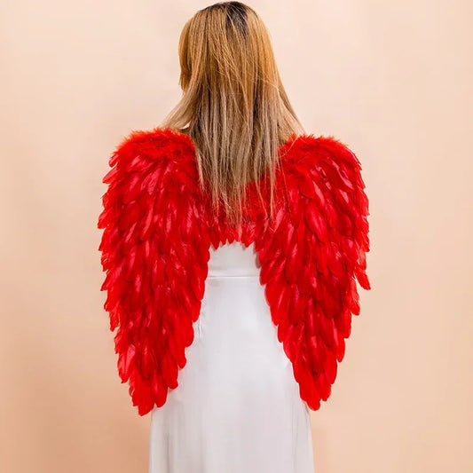 Women Girl Boy Black White Angel Feather Wing Holiday Party Decoration Scene Layout Costume Props Cosplay Birthday Halloween