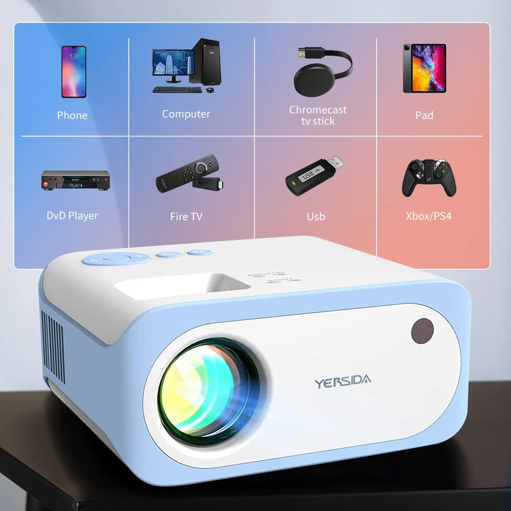 YERSIDA Projector P2 Mini Portable Smart Home Native 1280x720P HD Support 4K Projectors For Mobile Phone with WIFI Bluetooth LCD