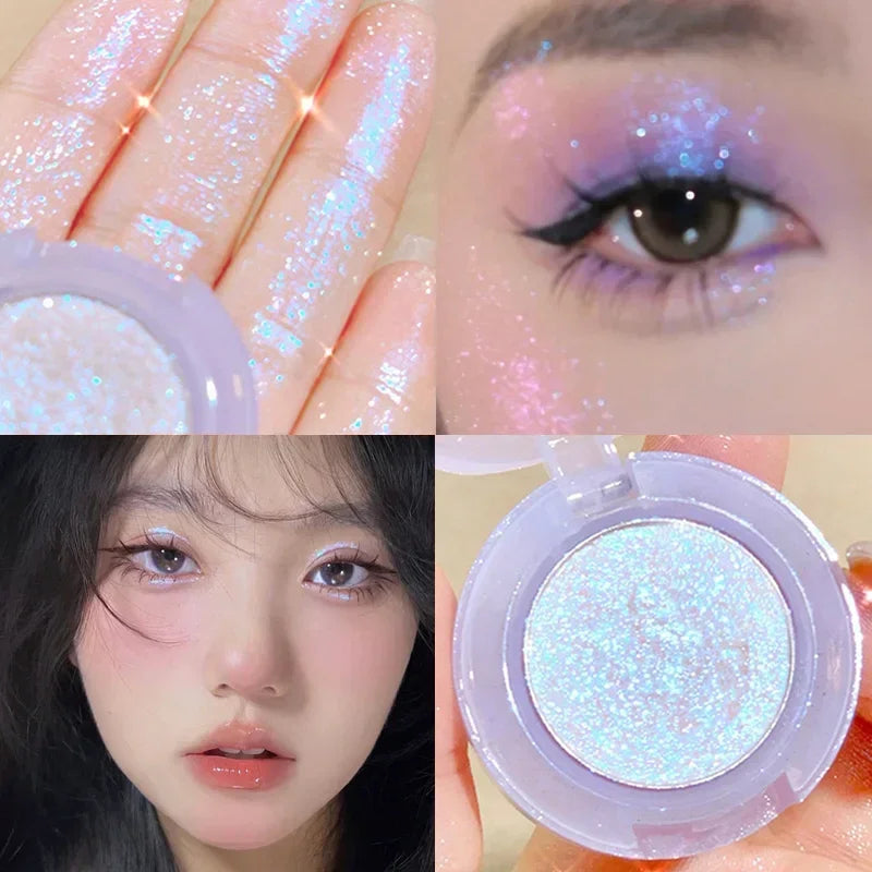 6 Color Monochrome Eyeshadow Waterproof Lasting Glitter Discoloration Highlighter Eyeshadows Palette Rose Gold Shiny Eyes Makeup