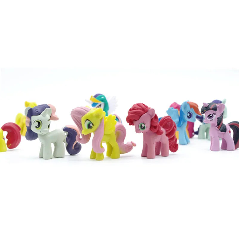 12 Pcs/Set My Little Pony Toys 4-7Cm Cute PVC Rainbow Horse  Action Figures Dolls For Girl Birthday Gift