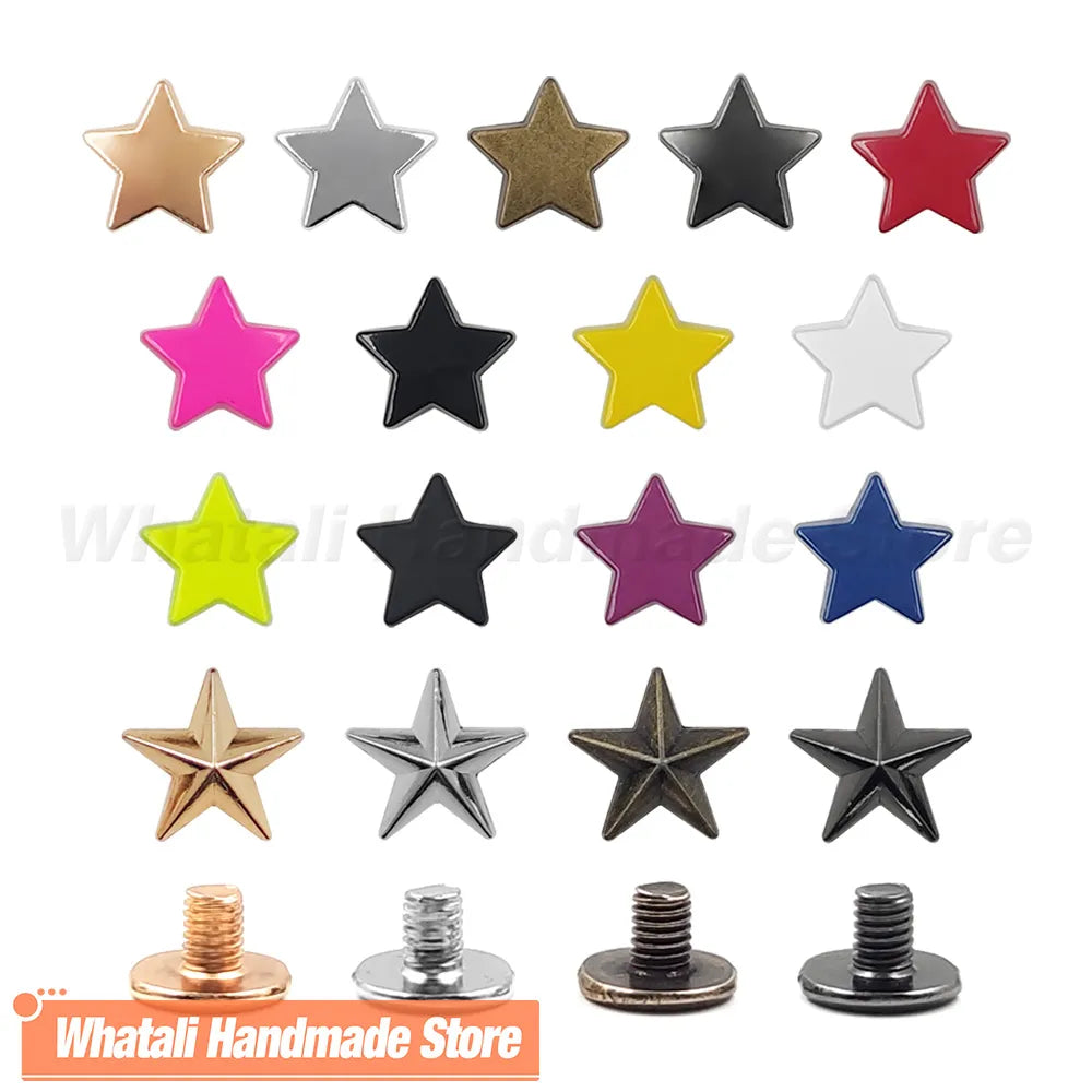 5-10pcs 12/13.5mm Metal Stars Rivets Screw Punk Studs For Clothing Garment Shoes Hat Leather Belt DIY Decor Clothes Accessories