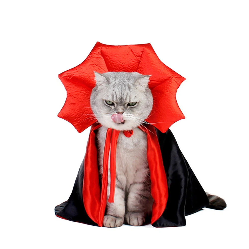 Pet Halloween Transform Cape Cat Funny Horn Cape Cosy Jacket Cape Cute Cosplay Clothes Dog Holiday Party Decoration Costumes