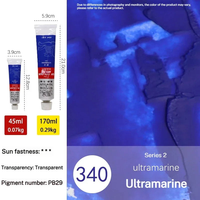 Winsor & Newton 170ml Large Tubes Oil Paint Non-Toxic Excellent Tinting Strength Mixable for Artist Beginners DIY Art Supplies