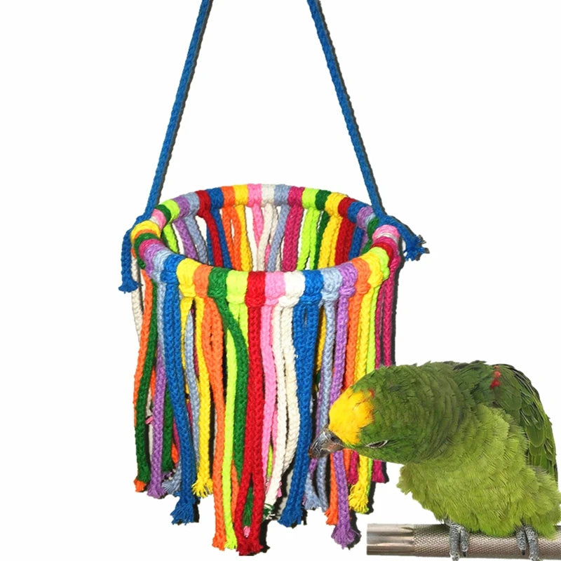 Pet Bird Parrot Toy Cotton Rope Chewing Bite Cage Hanging Accessories Swing Climb Chew Toys for Parrot Birds Toys Accessories