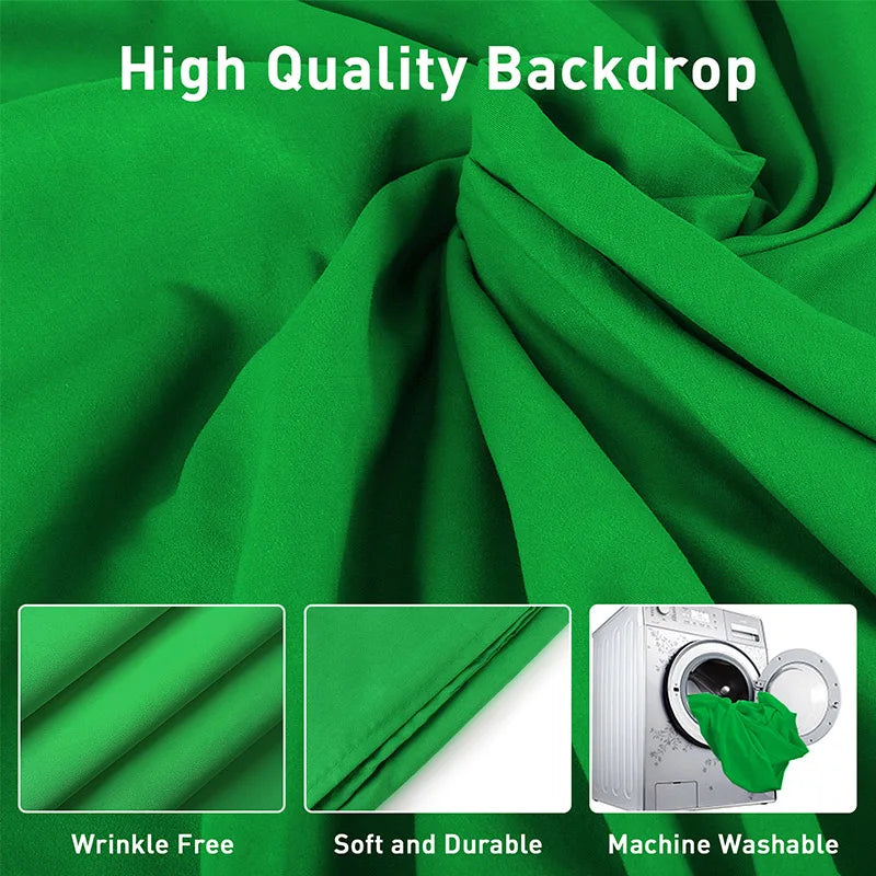 6.5FT Background Support with 2*3m Green Screen Chromakey,Photo chrome green backdrop stand with Clip for Shooting Video studio