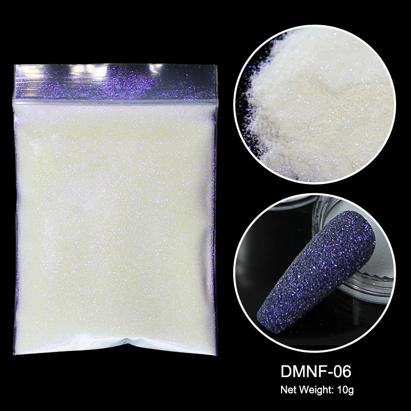 10g/bag Shining Sugar Nail Glitter Colorful Powder Candy Coat Effect White Black Pigment Dust Nails Art Decorations DIY Supplies