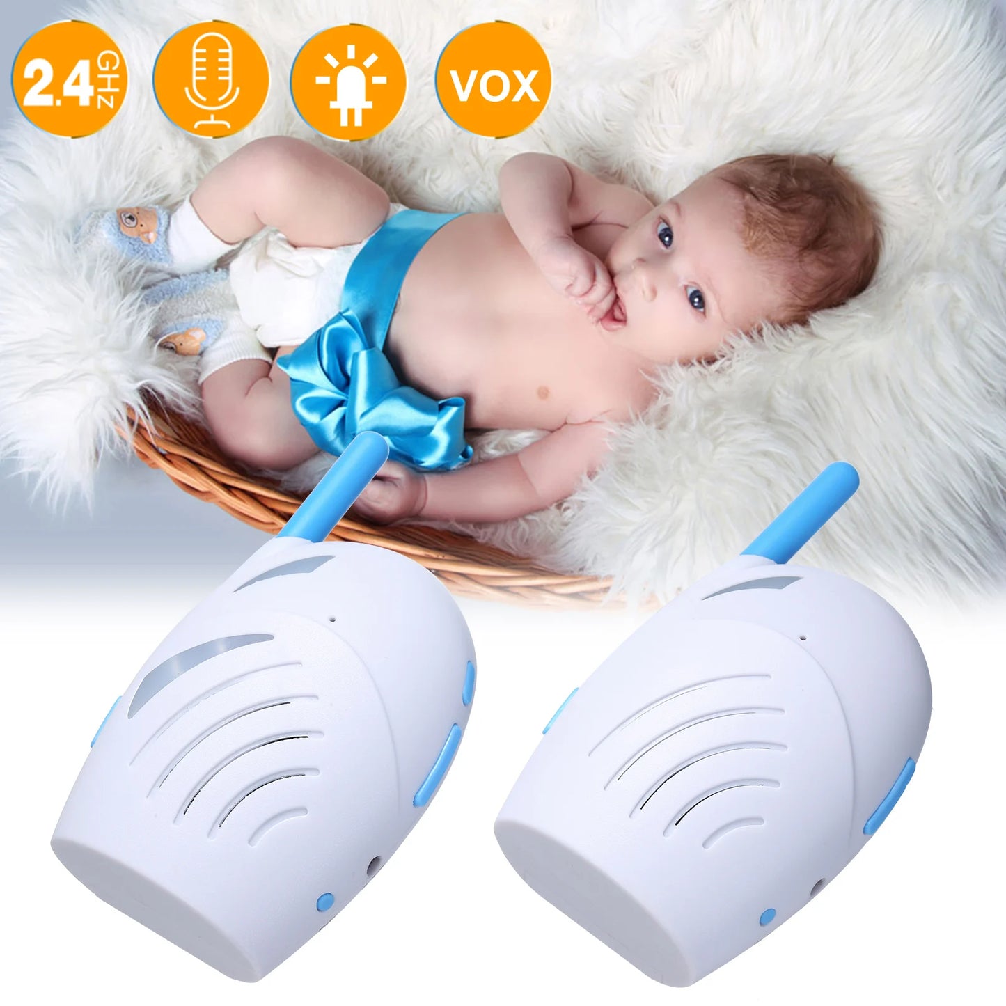 2.4GHz Wireless Baby Monitor Digital Audio Baby Monitor Two Way Talk Crystal Clear Baby Cry Detector Sensitive Transmission