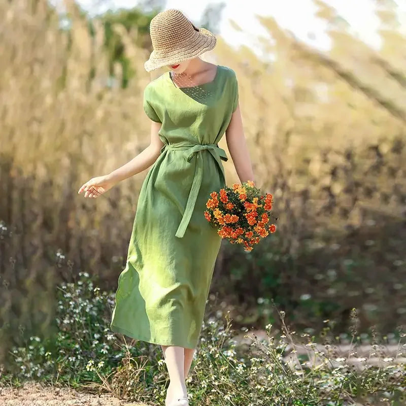 Midi Bandage Green Short Sleeve Female Dress Chic and Elegant Pretty on Promotion Sale Clearance Luxury A Line Women's Dresses