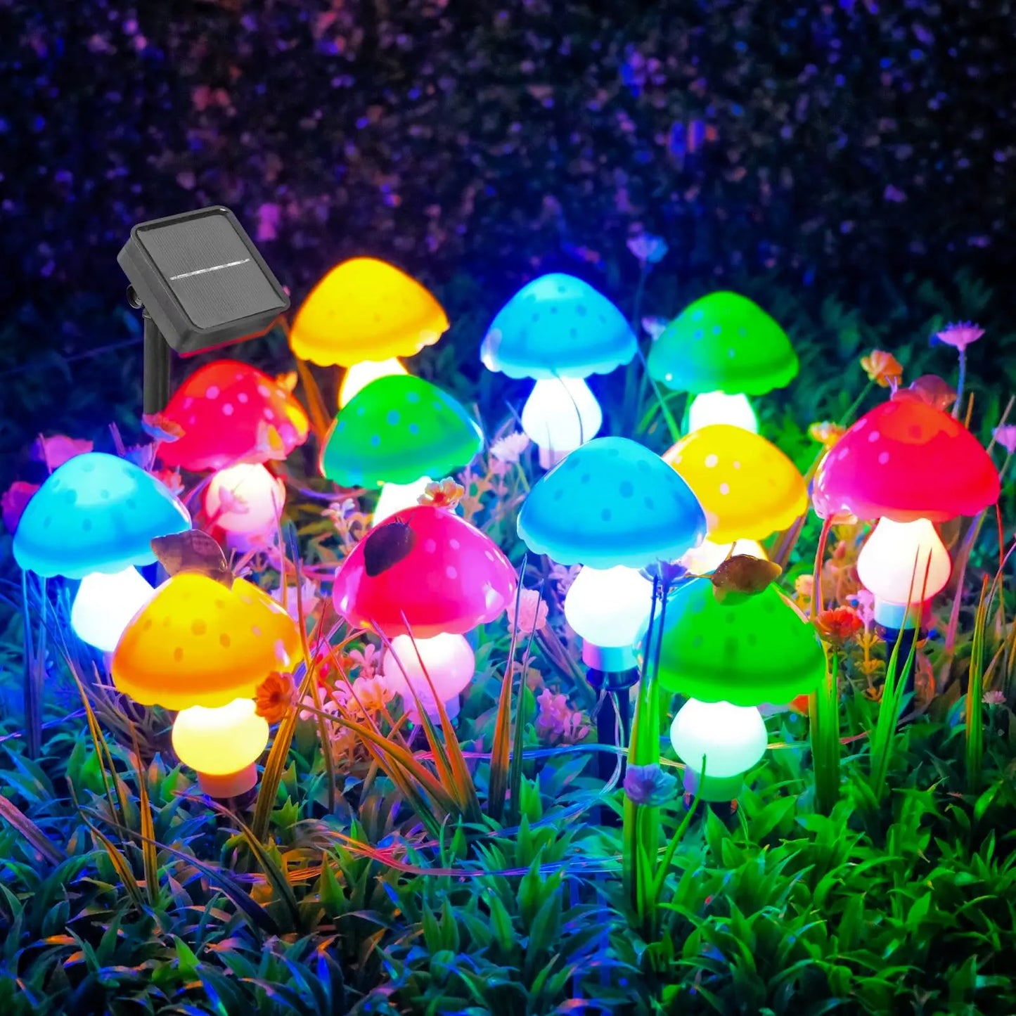 12pcs LED Solar Mushroom Light Outdoor Garden Decor Waterproof Fairy Light Solar String Light Pathway Lawn Lamp Garden Light