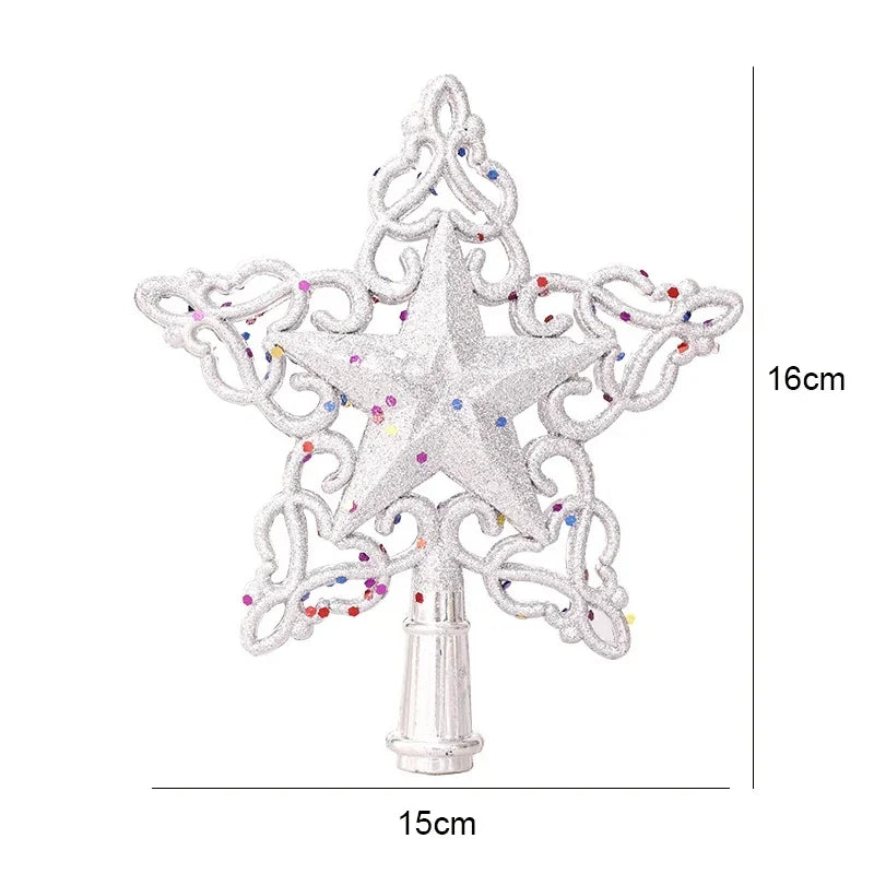 Christmas Tree Toppers Star Xmas Tree Decor Ornaments Gold Silver Star Christmas Decorations For Home Xmas 2023 Navidad New Year