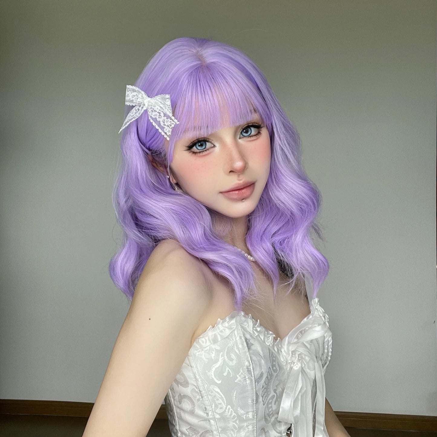 New 14Inch Purple Short Curly Wig Full Head Halloween Hot Coplay Lolita Curly Hair Party Activities To Wear Wig