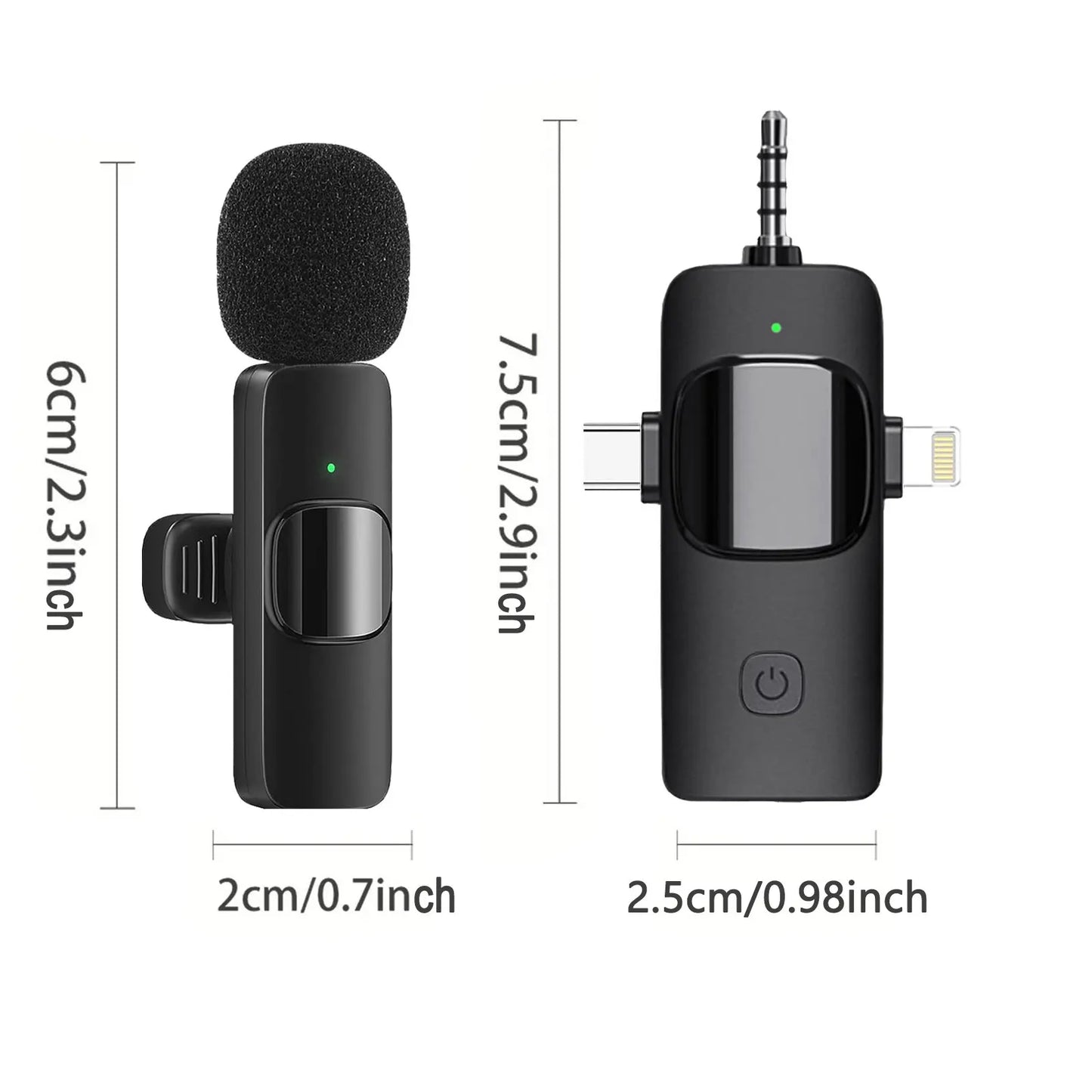 4 in1 Professional Wireless Lavalier Microphone for Interviews Video Podcast for iPhone/iPad/Android/Smartphone/Camera/Computer