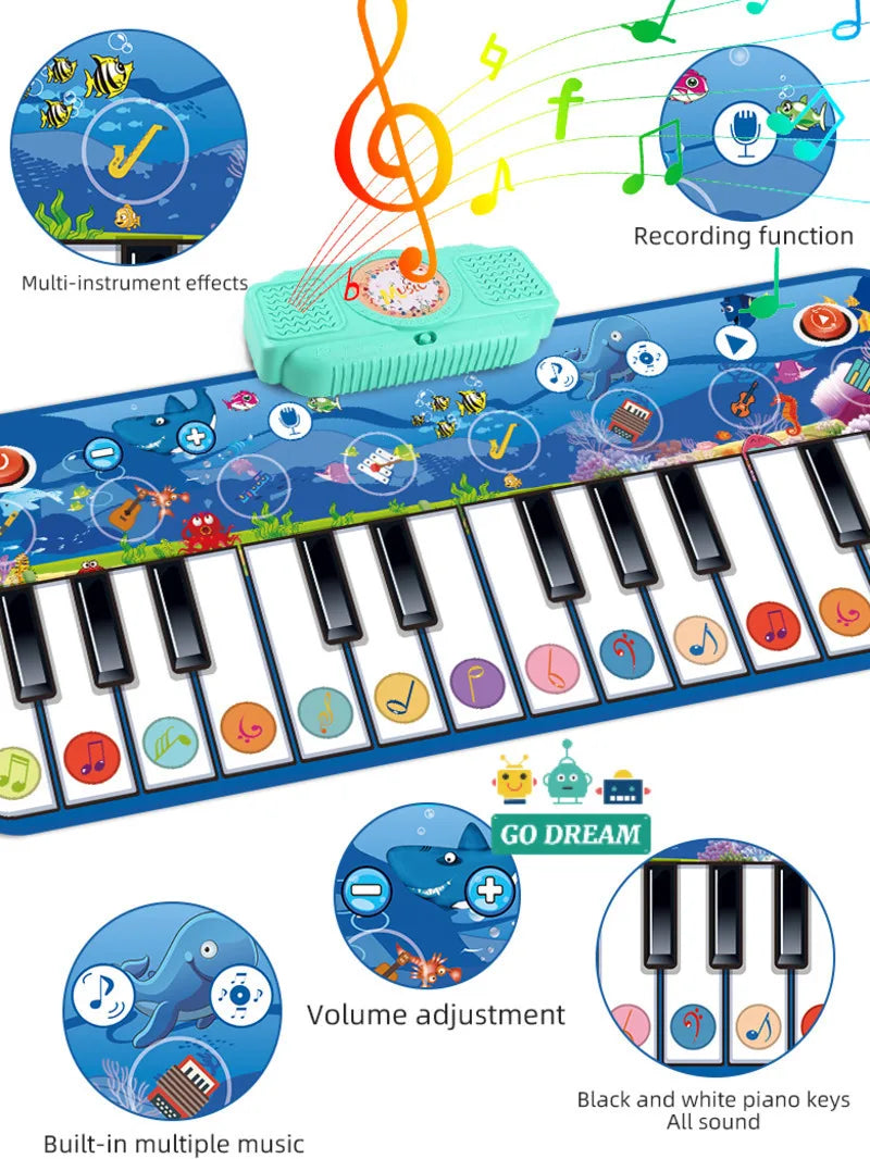 148x40CM Multifunctional Musical Piano Mat For Kids Toddlers Floor Keyboard Dance Mat Baby Early Educational Toys Girls Gifts