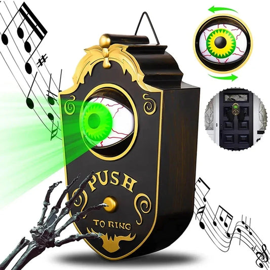 Halloween Decoration One-eyed Doorbell Horror Props Ghost's Day Glowing Home Hanging Electric Luminous Sounding Eyeball Doorbell