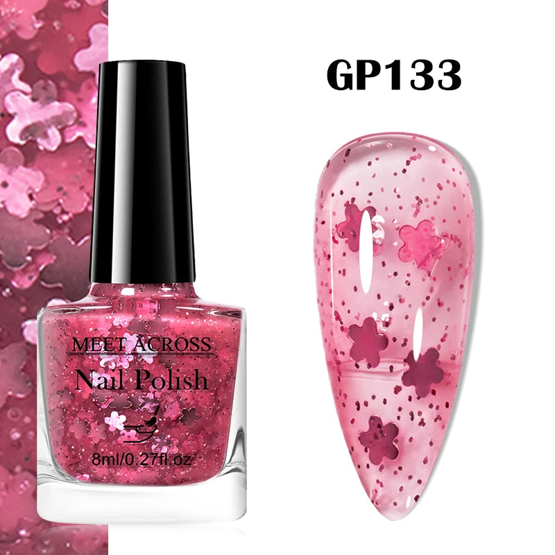 MEET ACROSS 8ml Pink White Nude Water-Based Peel Off Nail Polish Glass Bottle Nail Art Polish DIY Design No Need Lamp