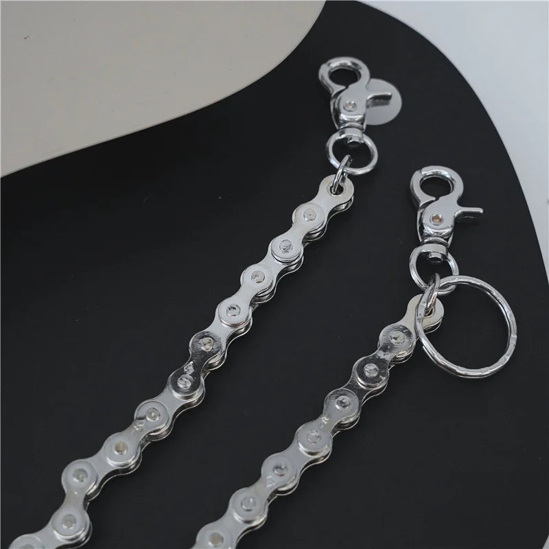 Punk Rock Unique Metal Minimalist Bicycle Chain Keychains for Men Women Trendy Hip Hop Waist Pants Chain Jeans Skirt Jewelry New