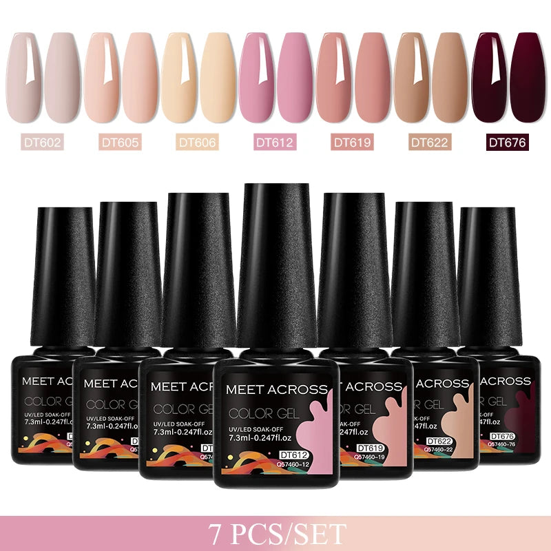 7pcs Gel Nail Polish Set For All Season 7.3ml Semi Permanent UV Gel Varnish Long Lasting Manicure Kit Soak Off Nail Supplies DIY