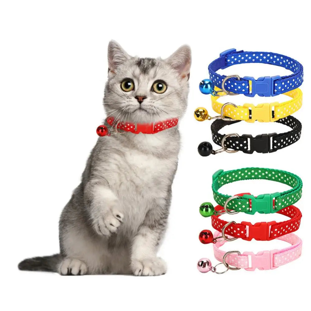 Multi-color Nylon Adjustable Cat Collar Small Large Cat Dog Universal Quick Separation Small Necklace Leash Bell Pet Products