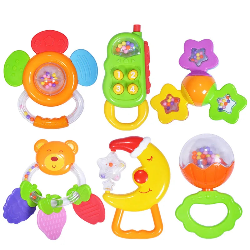 0~12M Baby Teether Rattle Mobiles Newborn Teeth Grinding Toys Infant Handbell Toddlers Training Child Christmas Birthday Toys