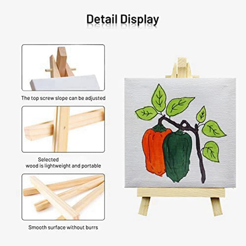 16 Pack 4 X 4 Inch Stretched Mini Canvases Small Painting Canvas With Easel Art Canvases For Kids Painting Craft