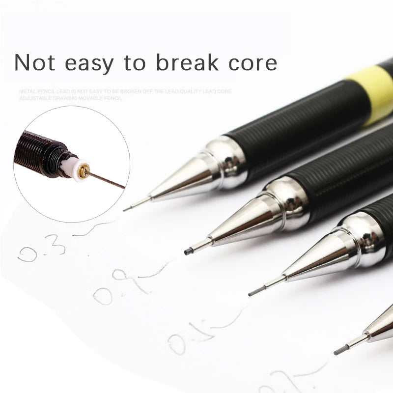 Mechanical Pencil with Refill Rods Set 0.3mm 0.5mm 0.7mm 0.9mm Automatic Pencil Replaceable Leads Office School Stationery Gift