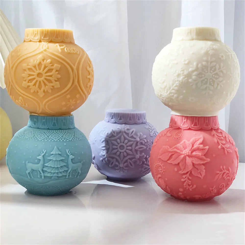 Christmas Candle Mold Silicone Mold Spherical Lantern DIY Soft Candle Making Mould Form Handmade Silikon For Gypsum Plaster Tool