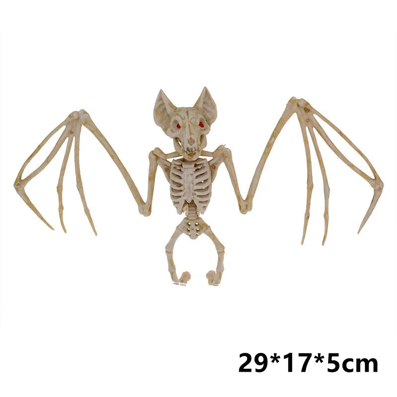 2023 Halloween Bat Spider Skeleton Scary Bones Movable Animal Model Halloween Party Decor for Home Haunted House Props Kids Toy