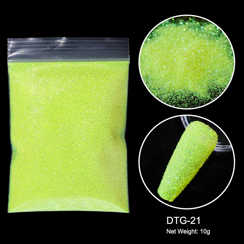 10g/bag Shining Sugar Nail Glitter Colorful Powder Candy Coat Effect White Black Pigment Dust Nails Art Decorations DIY Supplies