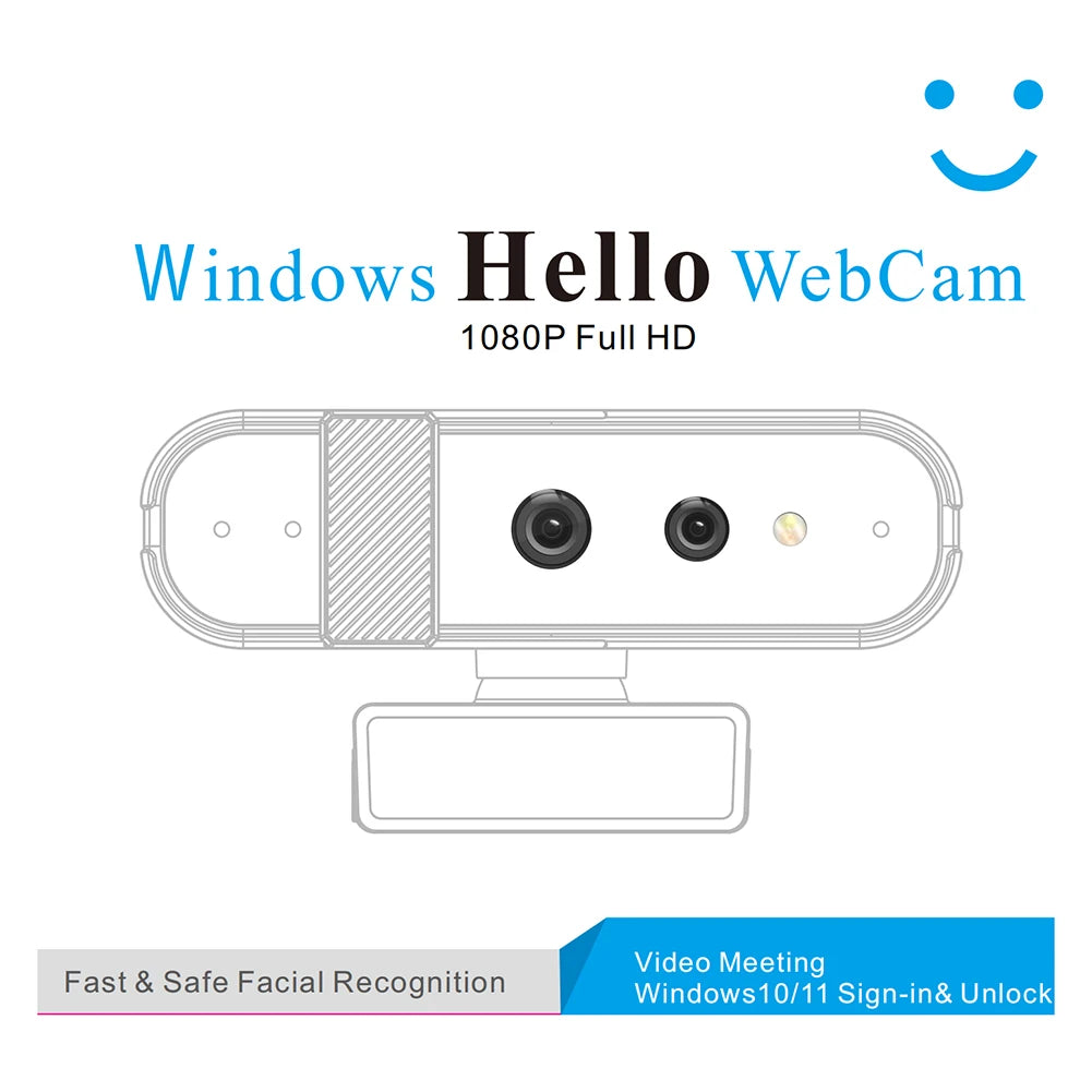 HD 1080P 30FPS Desktop Cam with Dual Microphones USB Computer Web Camera for Windows Hello for Gaming Live Streaming Conferences