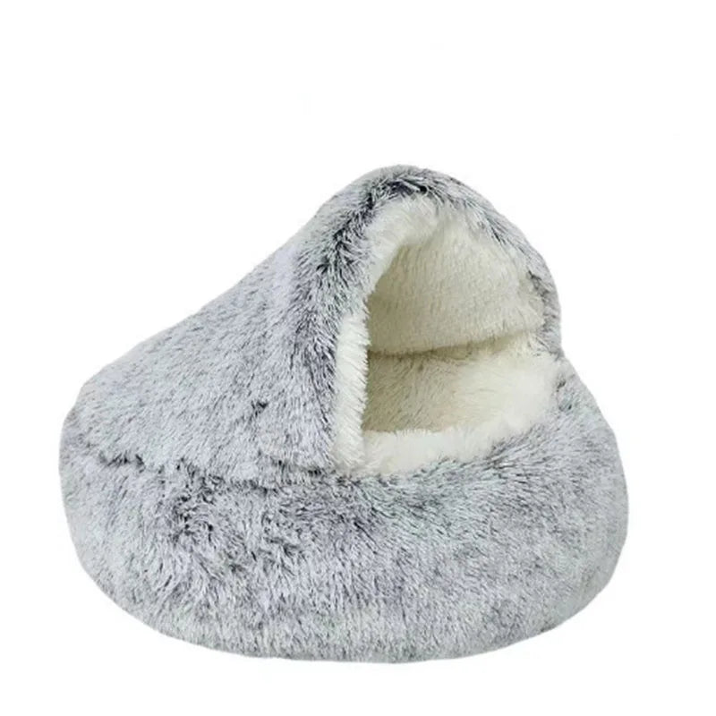 Cat Nest Accessories Round Warm Cats Bed Pet Products House Supplies Sleeping Bag Winter Long Plush Cat Stuff Bed For Small Dogs