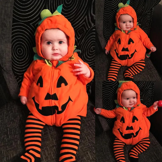 Kids Romper Halloween Romper Shoes Toddler Pumpkin One-Piece Boy Girl Party Costume Baby Halloween Jumpsuit Cosplay Clothing Set