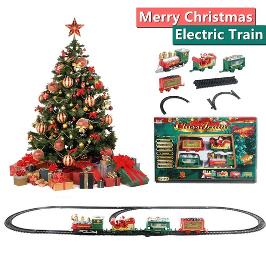 Christmas Electric Train Toy Set Xmas Tree Decoration Train Track DIY Railway Tracks Educational Toys for Kids Party Xmas Gifts