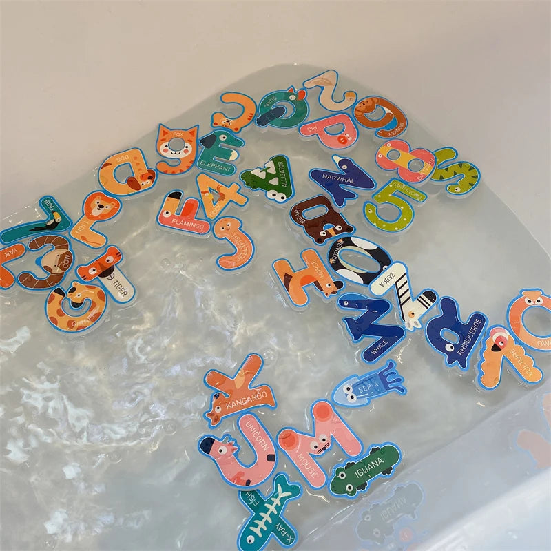 Baby Bath Toy EVA Foam Animal Sticker Floating Alphabet Letter Number DIY Puzzle Educational Bathtub Bathroom Water Toys For Kid