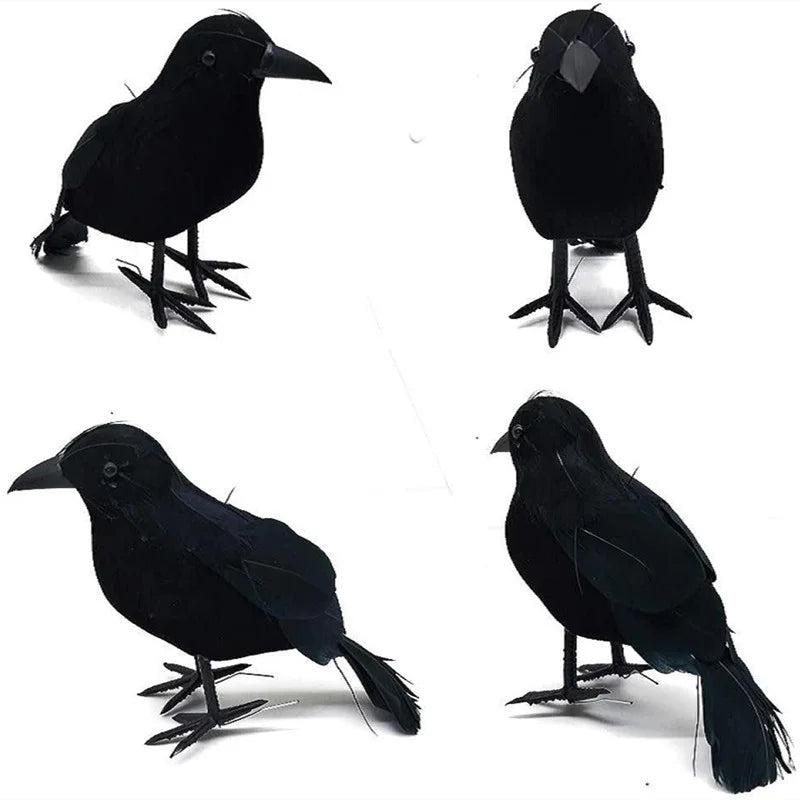 Halloween Black Crow Ornament Simulation Crow Animal Model Bird Scary Toys Horror Props Halloween Party Home Decoration