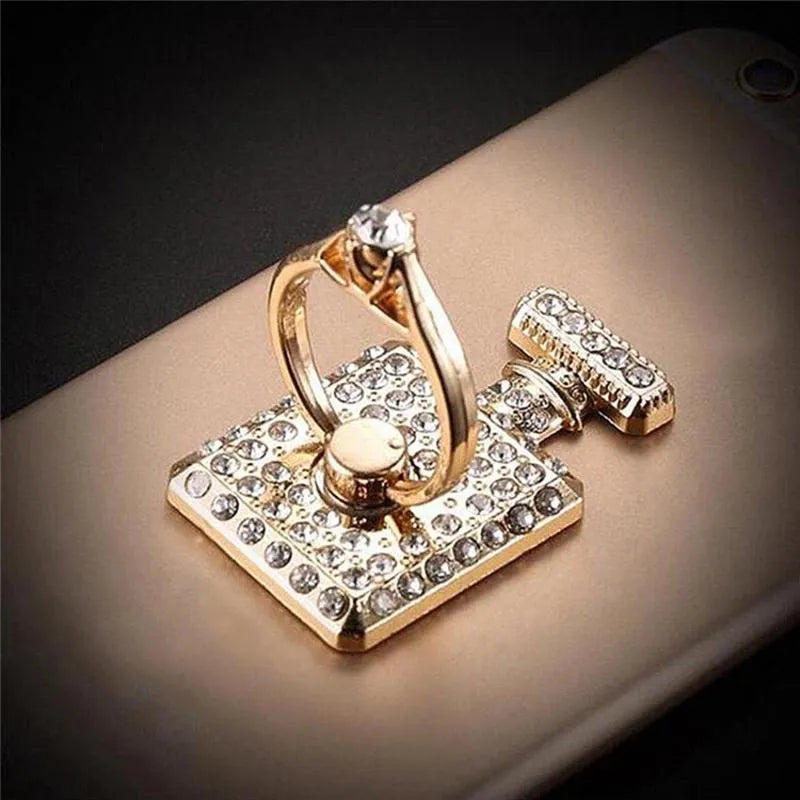 Luxury Diamond Shiny Gemstones Metal Mobile Phone Ring Bracket Universal Phone Holder Rotatable Ring Bracket for iPhone Samsung