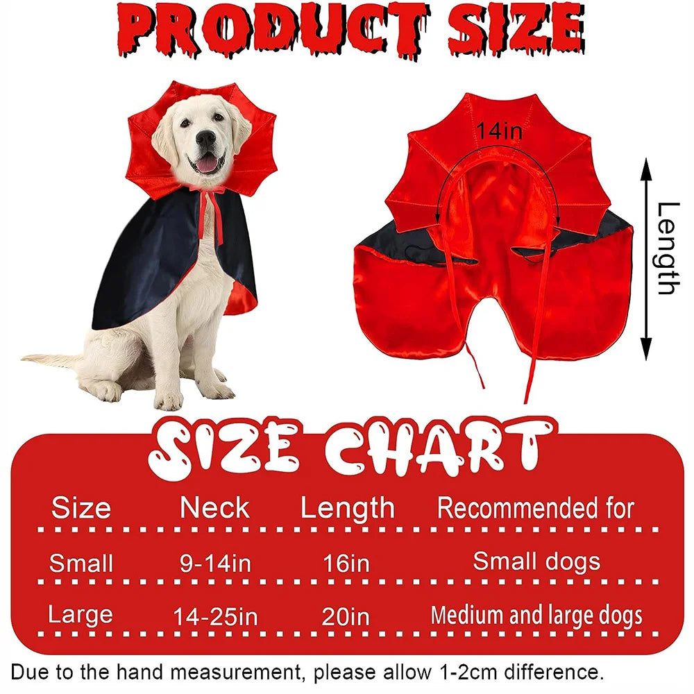 Dog Halloween Costumes Vampire Cloak Costume Funny Dog Devil Costume Cape Halloween Costumes Pet Cat Dog Festival Party Clothing