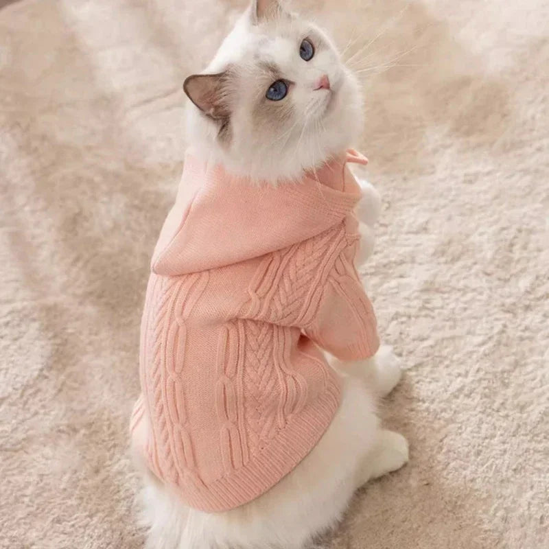 Cat Clothes Hooded Sweater Warm Winter Pet Sweater Cats Fashion Outfits Coats Soft Sweater Hoodie Pet Supplies