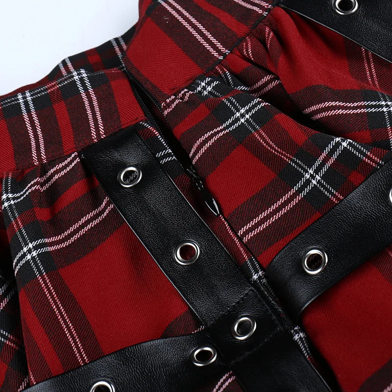 Gothic Harajuku Girls Plaid Pleated Skirt Punk Sweet Lace Kawaii Clothing Y2k Lolita Cake Mini Skirts Cosplay Costume
